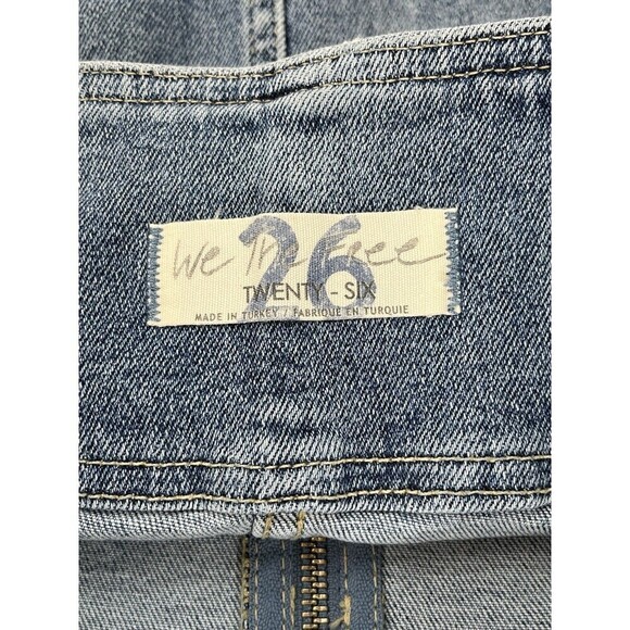 Free People We The Free Virgo Zip Front Mini Skirt Blue Womens 26 Cowgirl Grunge - Picture 4 of 11